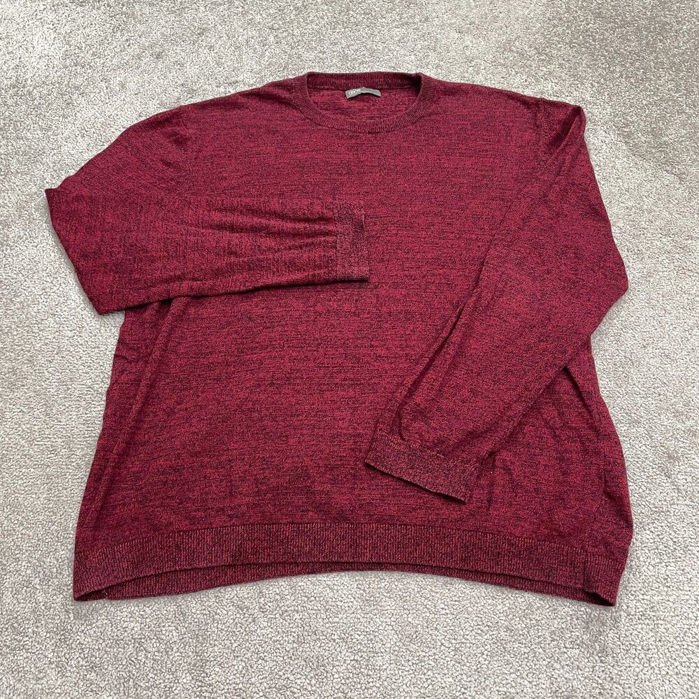 Asos Pullover Sweater Mens 2Xl Dark Heather Red Crew Neck Stretch Knit Cotton